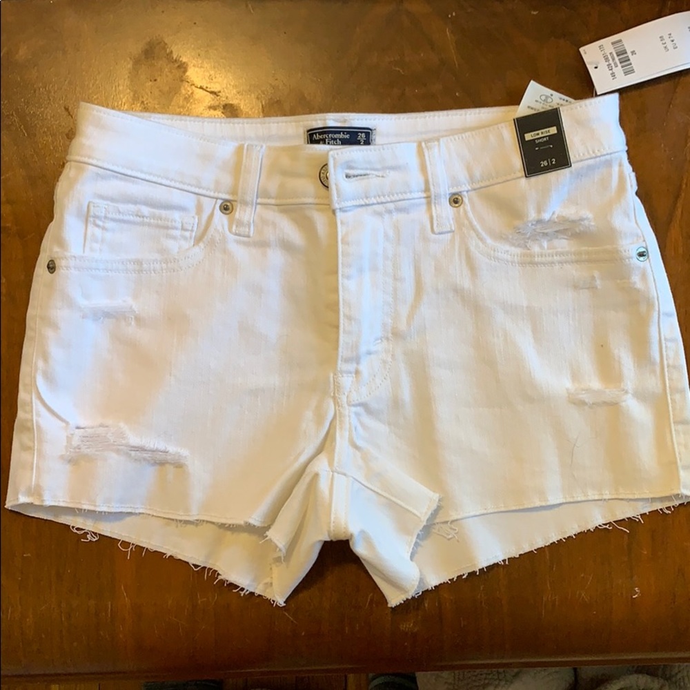 Abercrombie & Fitch white denim shorts